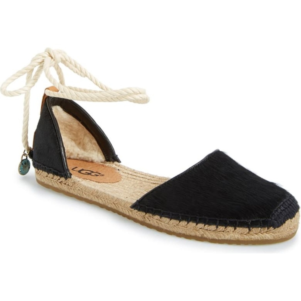 UGG Black Libbi Calf Hair d'Orsay Espadrille Flats